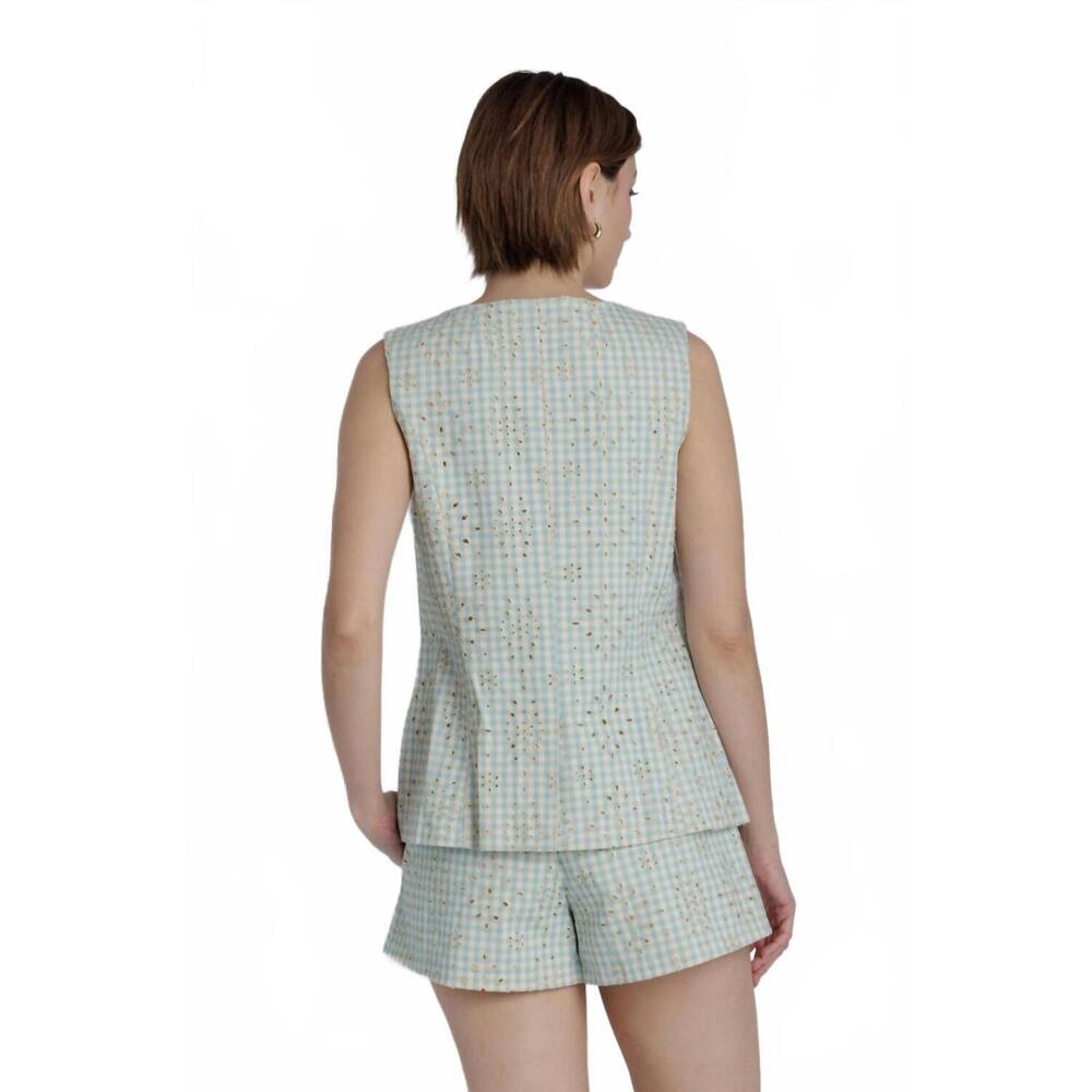 NEW AUREUM gabby gingham vest in coastal blue - Picture 2 of 4